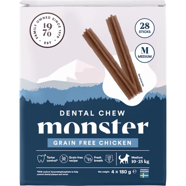Monster Dental Chew Grain Free Chicken purutikku M koiralle 28 kpl