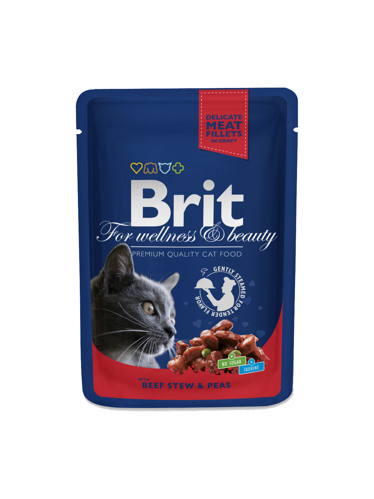 Brit Premium Cat Naudanliha-herne kastikkeessa 24 x 100 g