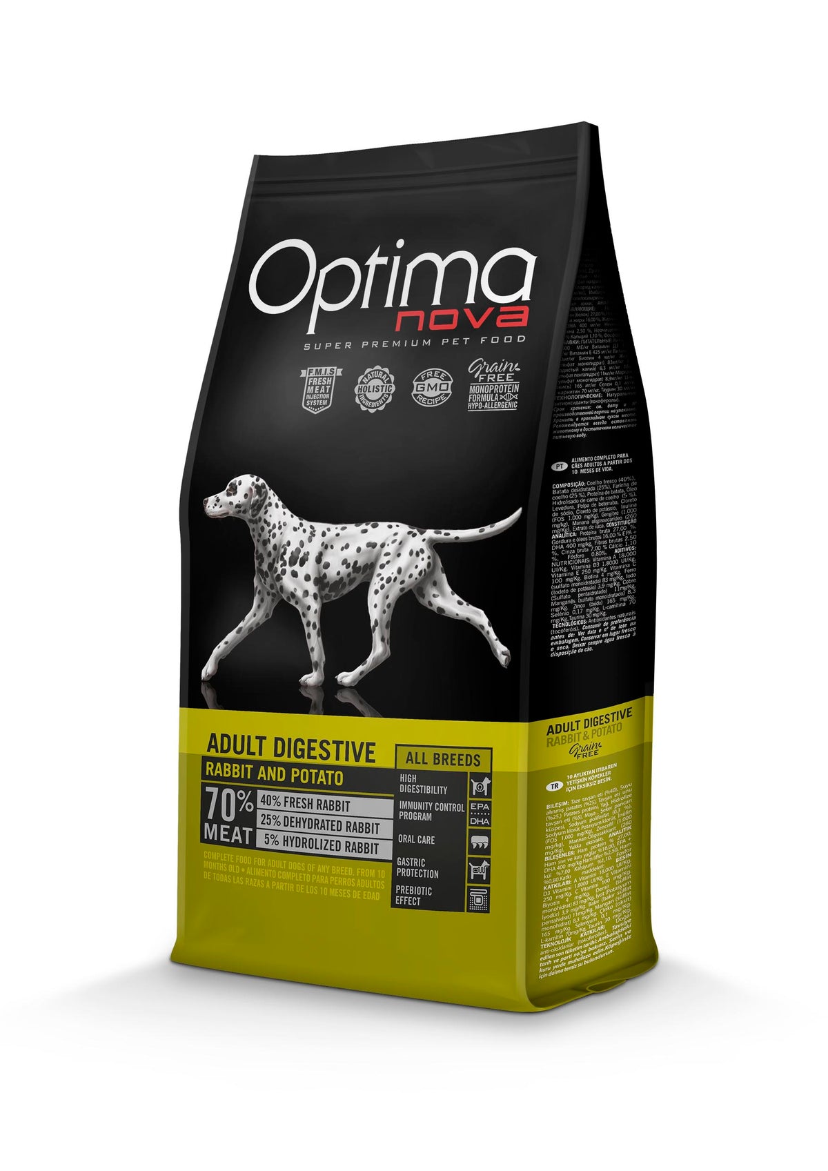 Optimanova Adult Digestive rabbit & potato koiralle 12 kg