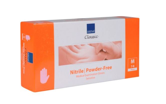 Abena Puuteriton Nitriili Tutkimuskäsine vaaleanpunainen 7-8 M 100 kpl