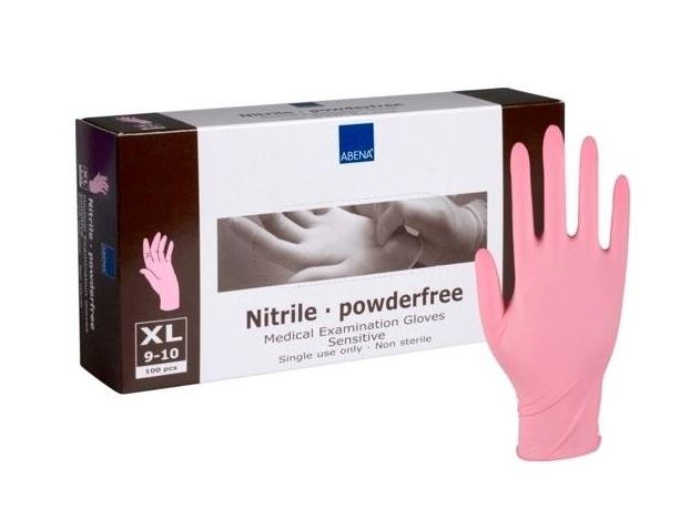 Abena Puuteriton Nitriili Tutkimuskäsine vaaleanpunainen 9-10 XL 100 kpl