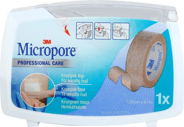 Micropore kuituteippi katkokelalla ruskea rulla 1,25 cm x 9,1 m 1 kpl