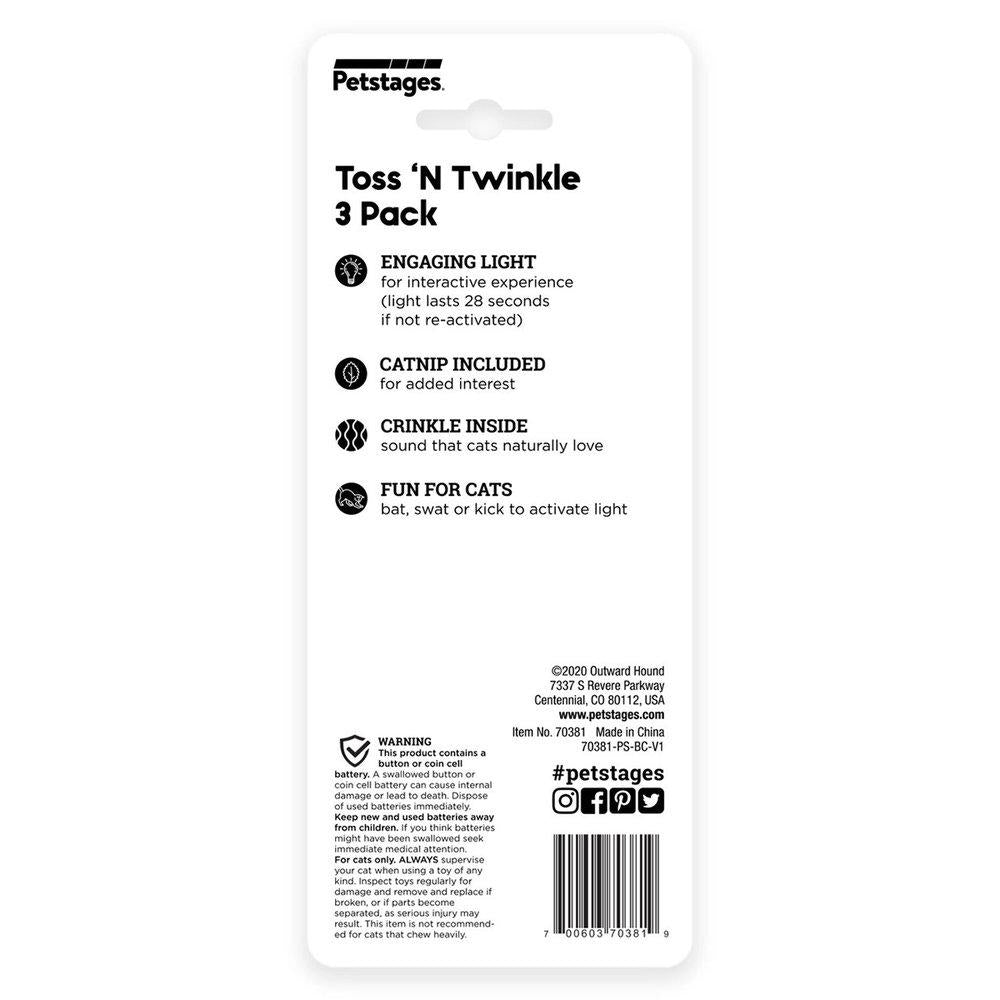 Petstages Toss n' twinkle 3 kpl kissanlelu