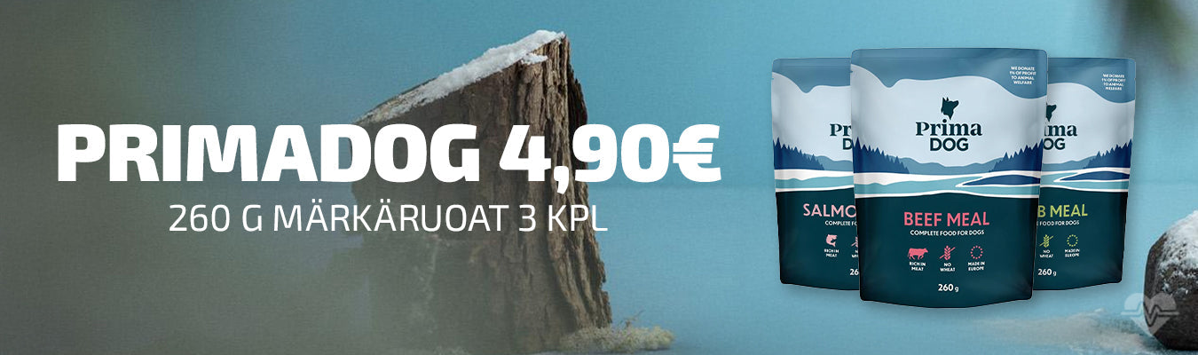 Primadog 260g märkäruoat 3 kpl 4,90€
