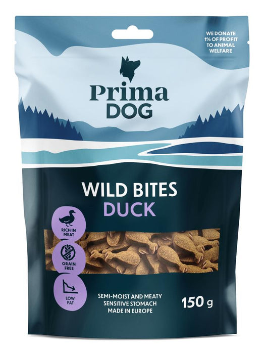 PrimaDog Wild Bites ankka-auringonhattu 150 g