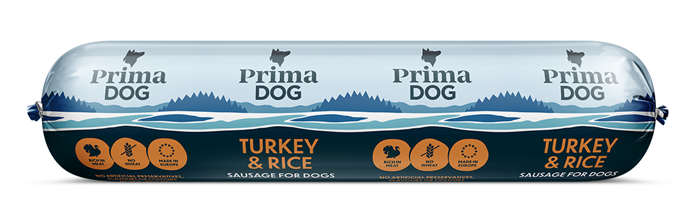 PrimaDog Kalkkuna-riisi makkara koirille 12 x 800 g