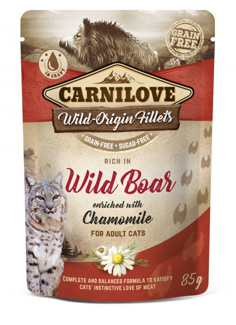 Carnilove Wild Boar with Chamomile for Adult kissoille 85 g PÄIVÄYSTARJOUS