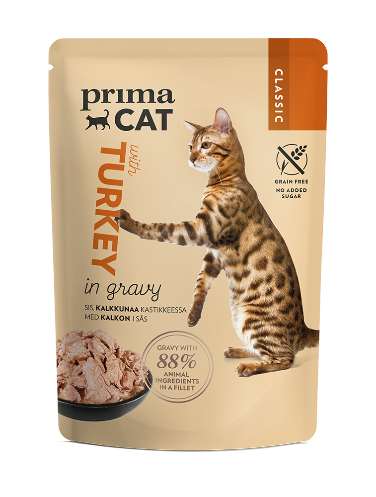 PrimaCat Classic Kalkkunaa kastikkeessa kissoille 85 g PÄIVÄYSTARJOUS
