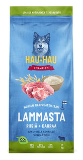 Hau-Hau Champion Lammasta, riisiä & kauraa aikuisille koirille 2 kg