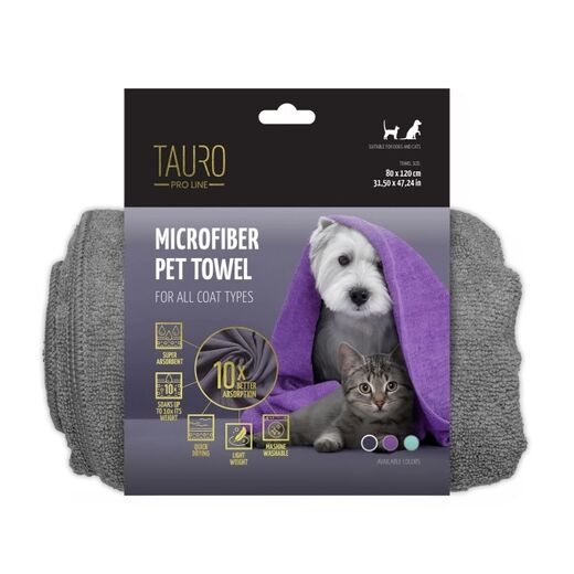 Tauro Pro Line mikrokuitupyyhe 80x120cm, harmaa