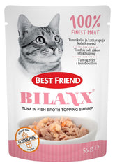 Best Friend Bilanx tonnikalaa & katkarapuja kalaliemessä kissalle 24 x 55 g