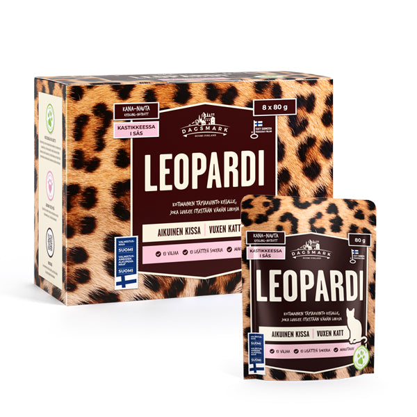Dagsmark Leopardi kana-nauta kastikkeessa kissalle 8 x 80 g