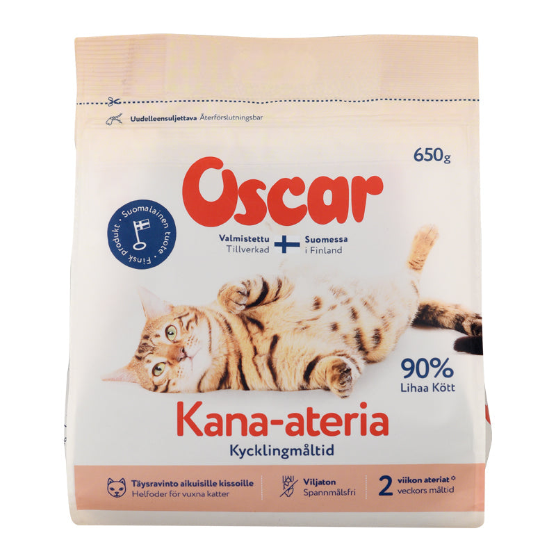 Oscar Kana-ateria kissalle 650 g PÄIVÄYSTARJOUS