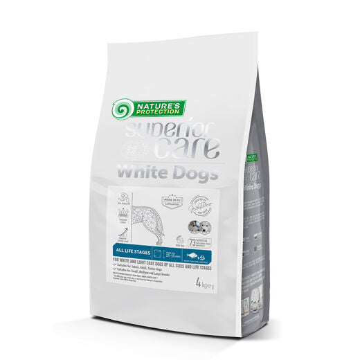 Nature's Protection Superior Care White Dogs Adult Vaalea kala ja riisi koiralle 4 kg