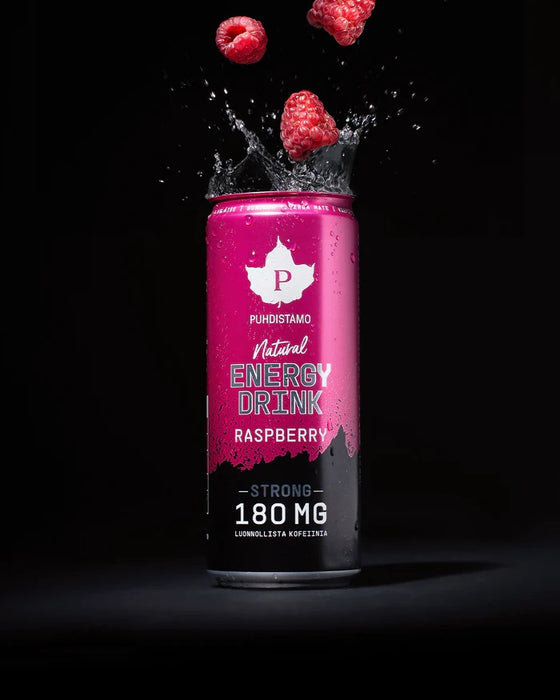 Puhdistamo Natural energy drink Raspberry strong 330 ml