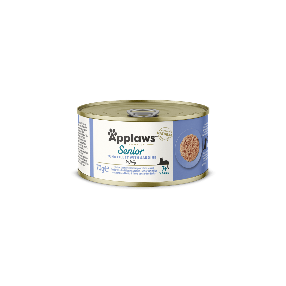 Applaws Kissa Senior tonnikala & sardiini hyytelössä purkki 70 g MAISTELUPAKKAUS