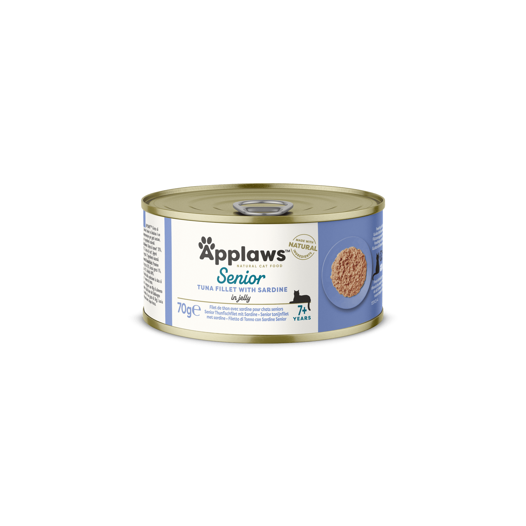 Applaws Kissa Senior tonnikala & sardiini hyytelössä purkki 70 g MAISTELUPAKKAUS