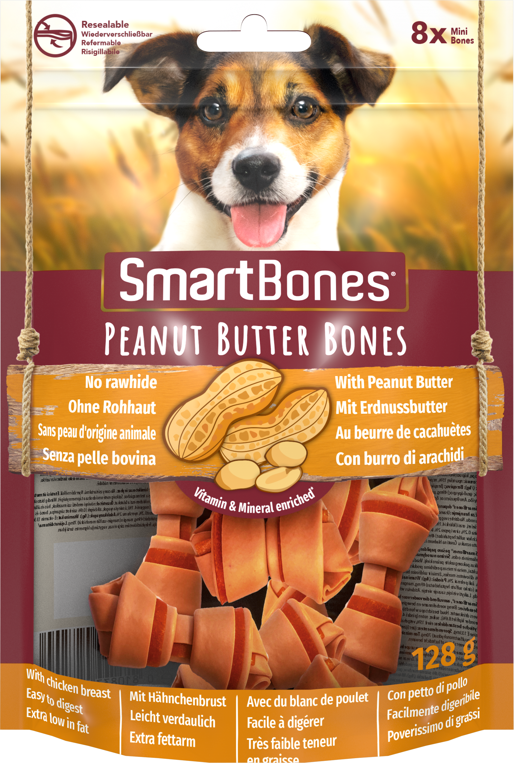 SmartBones Peanut Butter Mini 8 kpl 128 g