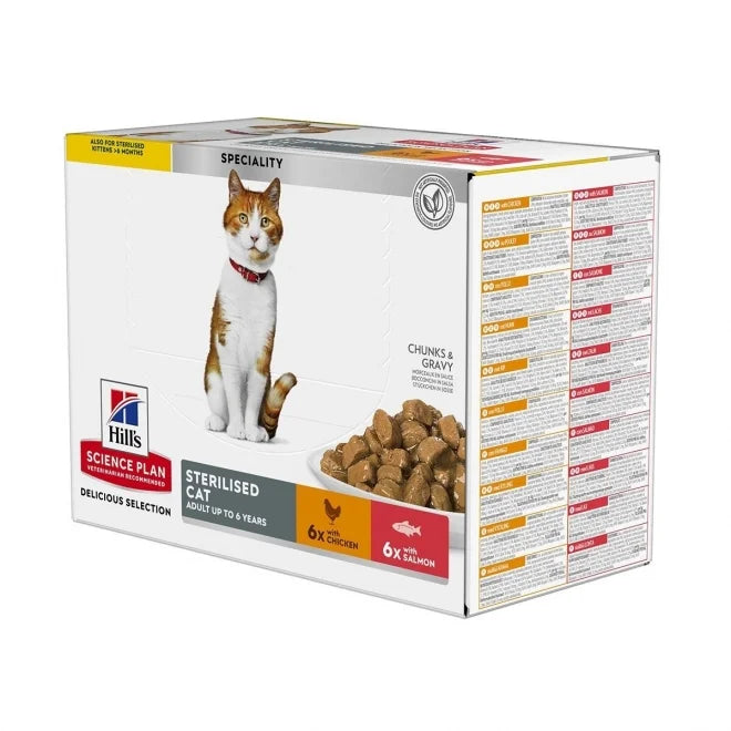 Hill's SP Adult Sterilised Multipack with Chicken & Salmon kissalle 12 x 85 g