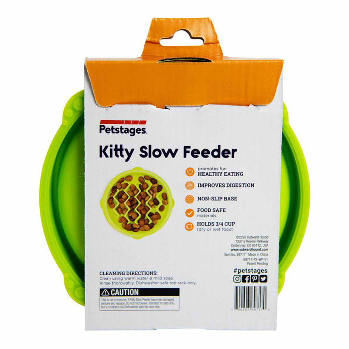 Petstages Kitty Slow Feeder ruokakuppi kissalle vihreä
