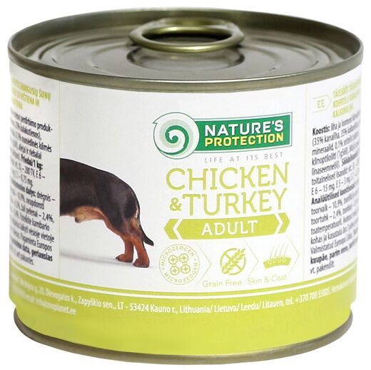 Nature's Protection Adult kana & kalkkuna purkki koiralle 200 g