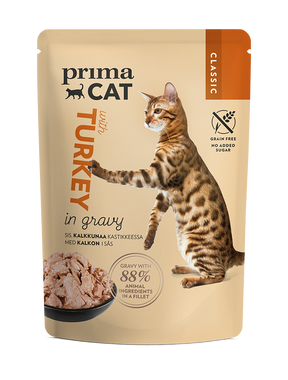PrimaCat Classic Kalkkunaa kastikkeessa kissoille 28 x 85 g