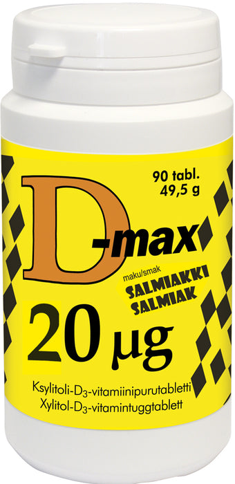 D-max 20 µg salmiakki tabletti 90 kpl