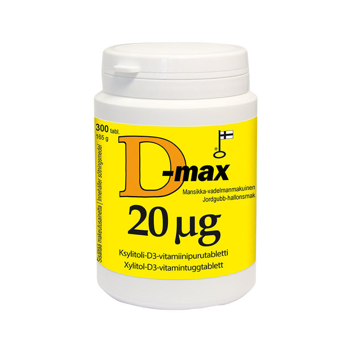 D-max 20 µg Mansikka-Vadelma tabletti 300 kpl