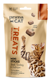 PrimaCat Treats Softy Mini Sticks with Beef, Turkey & Salmon makupala kissoille 50 g