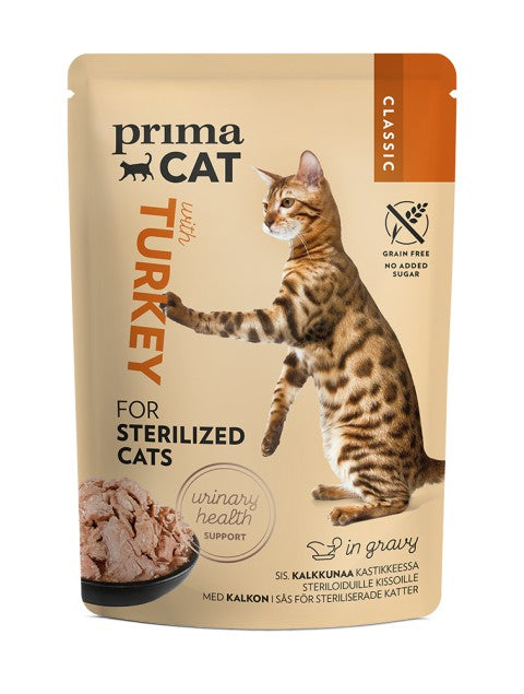 PrimaCat Classic Kalkkunaa kastikkeessa steriloiduille kissoille 28 x 85 g