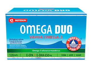 Bioteekin Omega DUO E-EPA + E-DHA 120 kapselia TARJOUS
