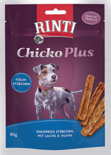 Rinti Chicko Plus lohi-kanaliuskat koiralle 80 g