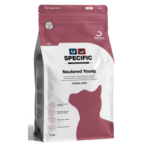 Specific FND Neutered Young kissalle 2 kg PÄIVÄYSTARJOUS