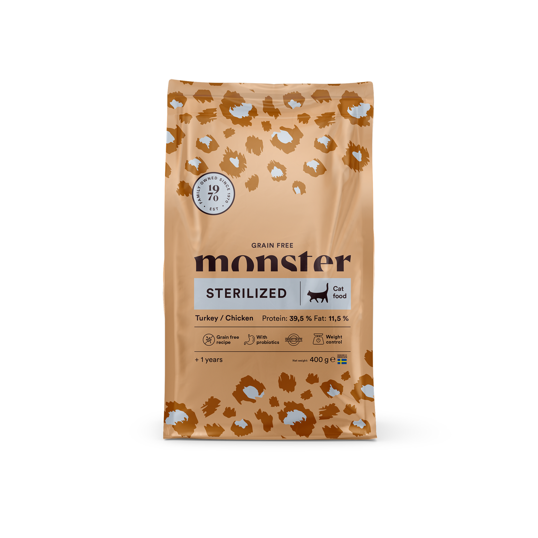 Monster Cat Grain Free Sterilized Turkey-Chicken kissalle 400 g
