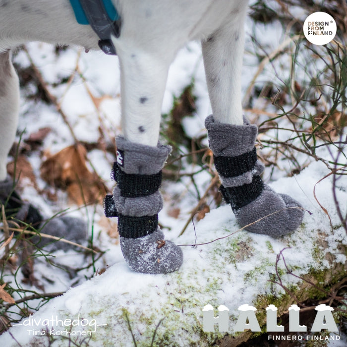 HALLA-fleecetossut harmaat 4 kpl pakkaus M
