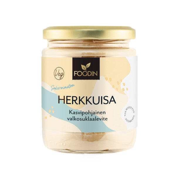 Foodin sokeroimaton Herkkuisa kasvipohjainen valkosuklaalevite 240 g TARJOUS