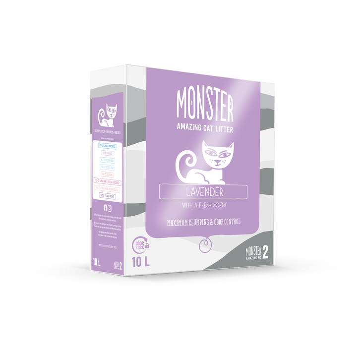 Monster Lavender kissanhiekka 10 L POISTUVA