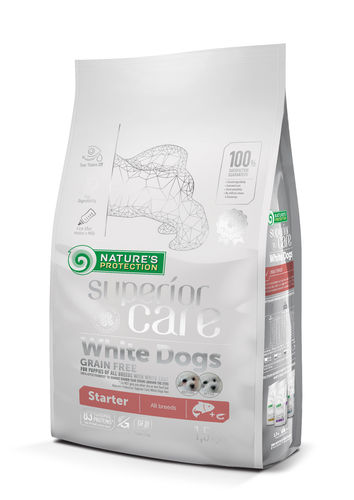 Nature's Protection Superior Care White Dogs Starter All Breeds lohi koiralle 1,5 kg