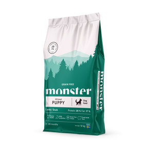 Monster Dog Grain Free Puppy All Breed Lamb-Duck koiralle 12 kg RIKKOONTUNUT