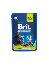 Brit Premium by Nature Lammasta kastikkeessa steriloiduille kissoille 24 x 100 g