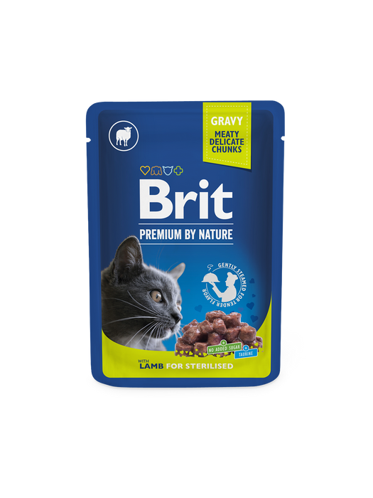 Brit Premium by Nature Lammasta kastikkeessa steriloiduille kissoille 100 g