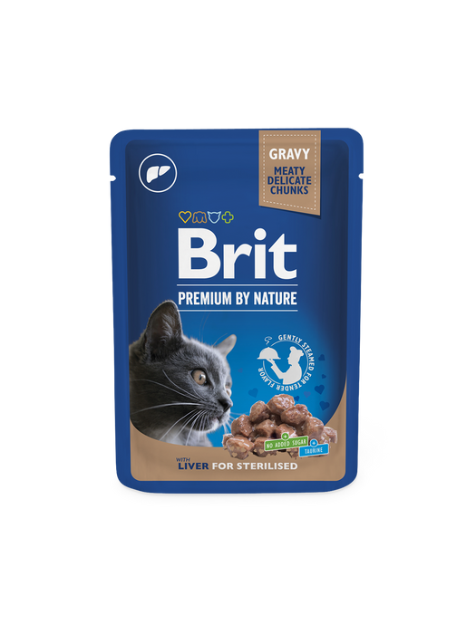 Brit Premium by Nature Maksaa kastikkeessa steriloiduille kissoille 100 g