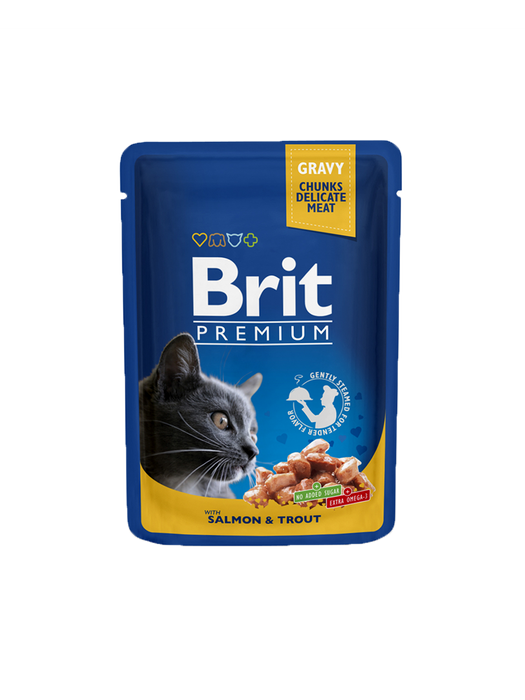 Brit Premium Cat Lohi-taimen kastikkeessa 24 x 100 g