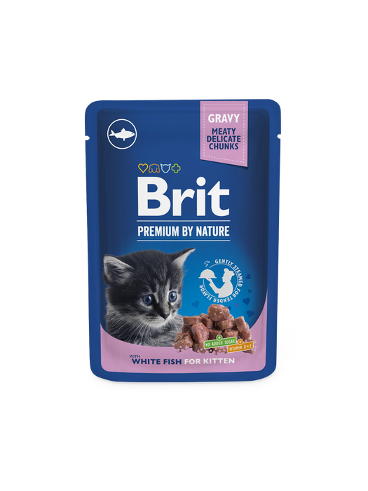 Brit Premium by Nature Valkoinen Kala kastikkeessa kissanpennuille 24 x 100 g