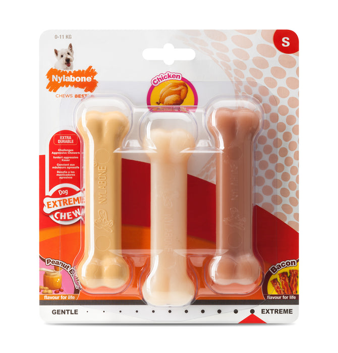 Nylabone Extreme Chew Value Pack purulelu maapähkinävoi, kana & pekoni S SÄÄSTÖPAKKAUS