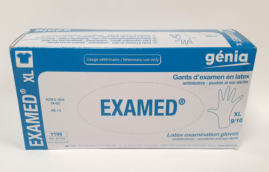 Genia Examed Latex puuteroitu tutkimuskäsine XL 100 kpl
