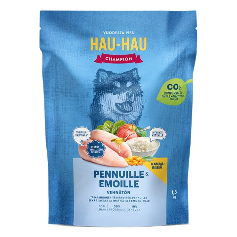 Hau-Hau Champion Kanaa ja riisiä pennuille ja emoille 1,5 kg