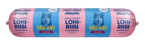 Hau-Hau Champion Lohi-riisi koiranmakkara 12 x 800 g