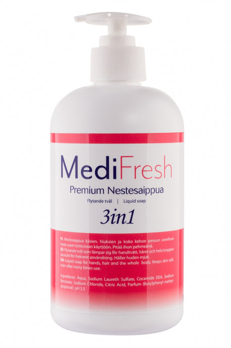 MediFresh Premium Nestesaippua 3in1 pumppupullo 500 ml