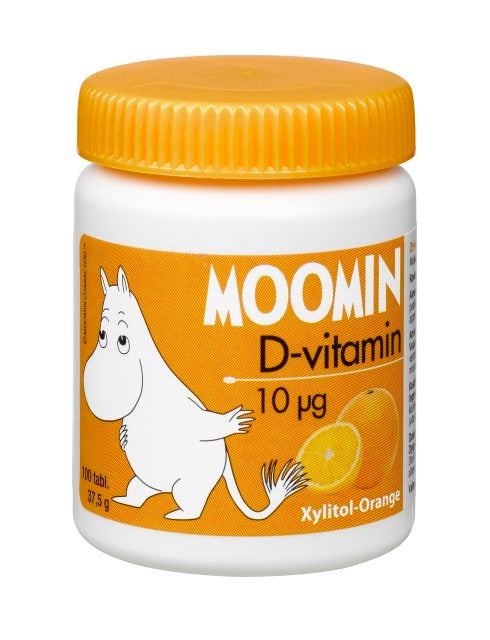 MOOMIN D-vitamiini 10 µg Xylitol appelsiini 100 tablettia